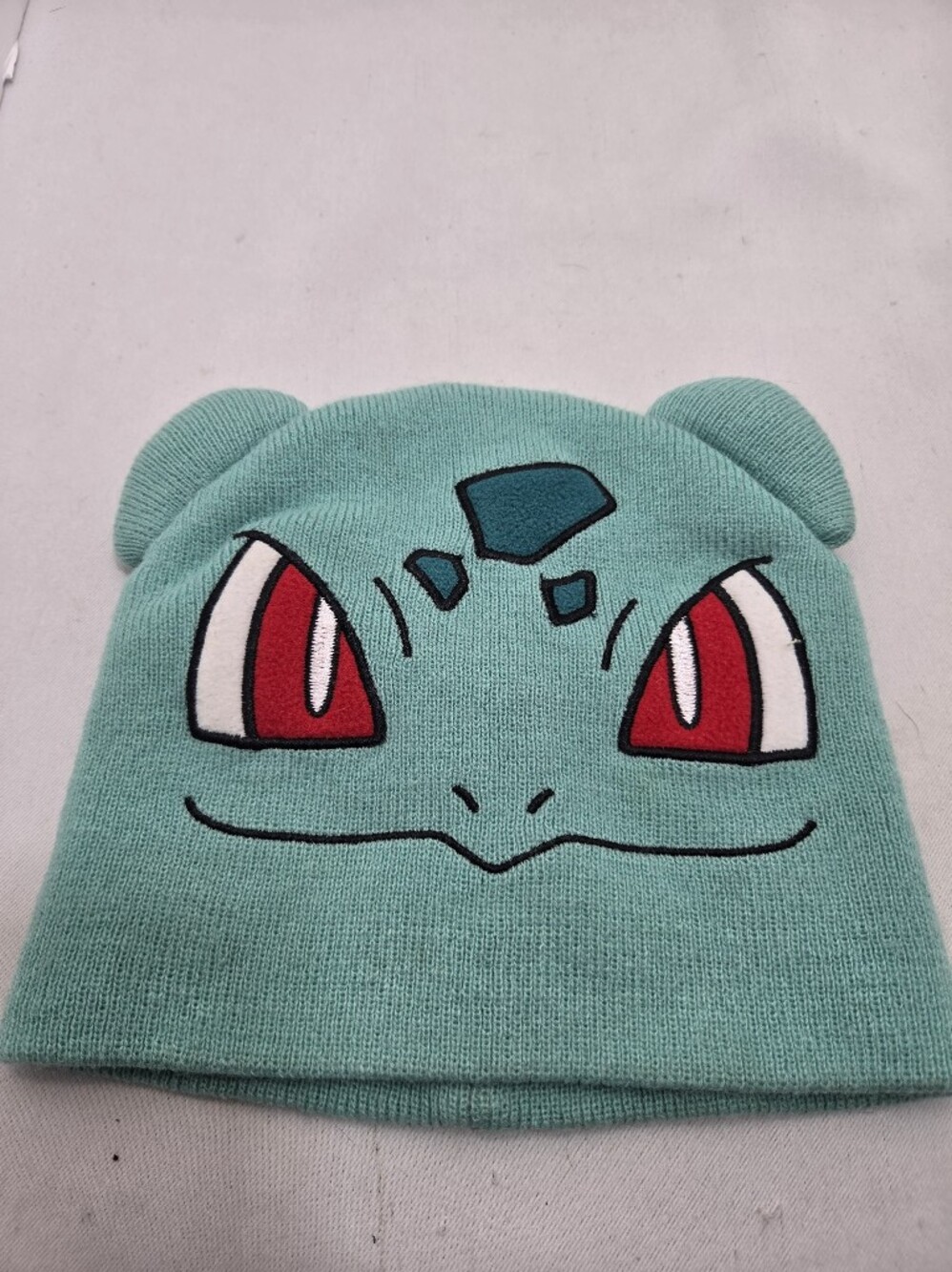Pokémon Bulbasaur Knit Beanie Hat Blue One Size Kids Acrylic Embroidered